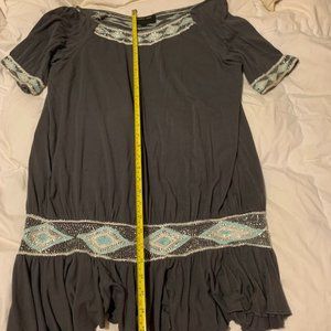 Vintage Kanika Cruz by Nikka, Beaded Blouse, Grey soft fabric, large